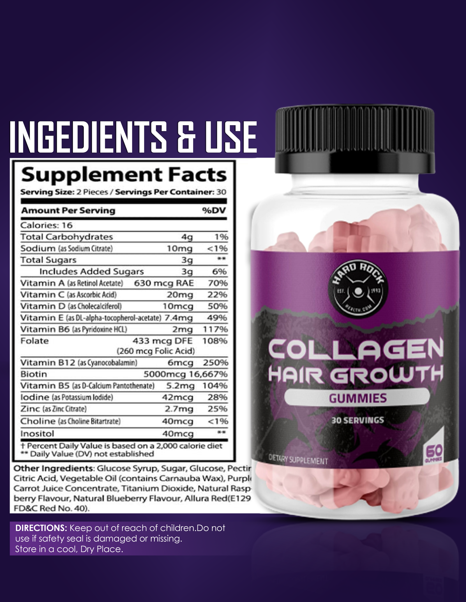 Hair Vitamin Collagen Gummies- 60 gummies - Image 2