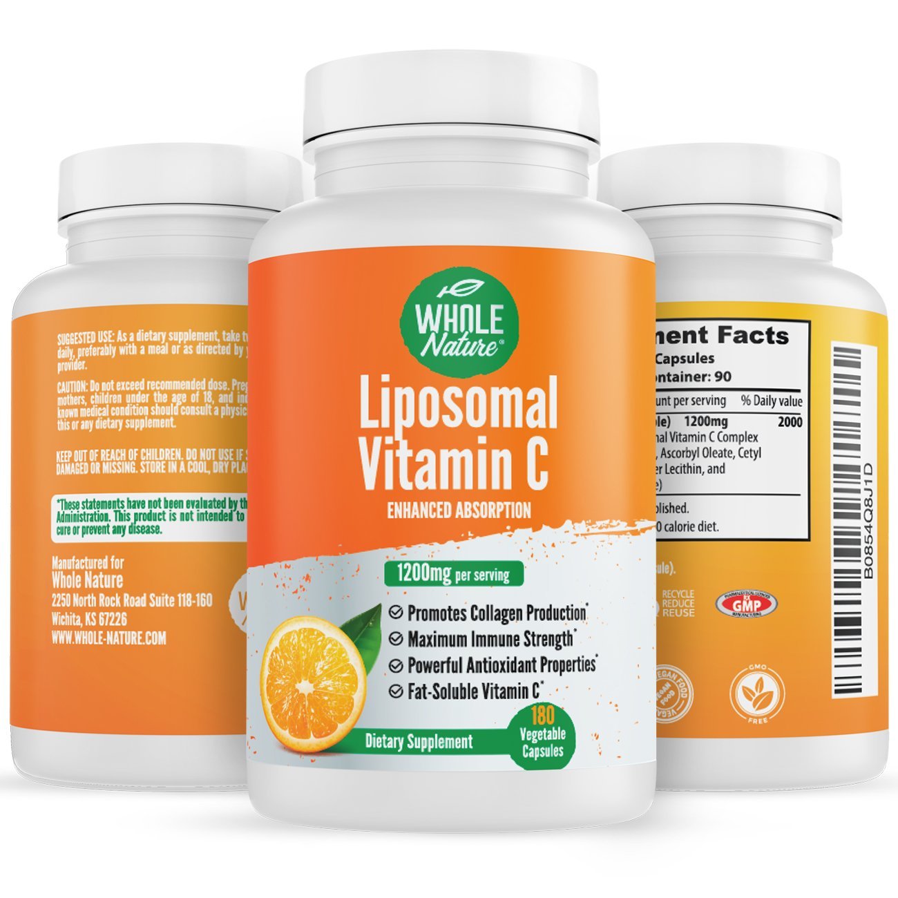 Whole Nature Liposomal Vitamin C 1200 mg - Image 2