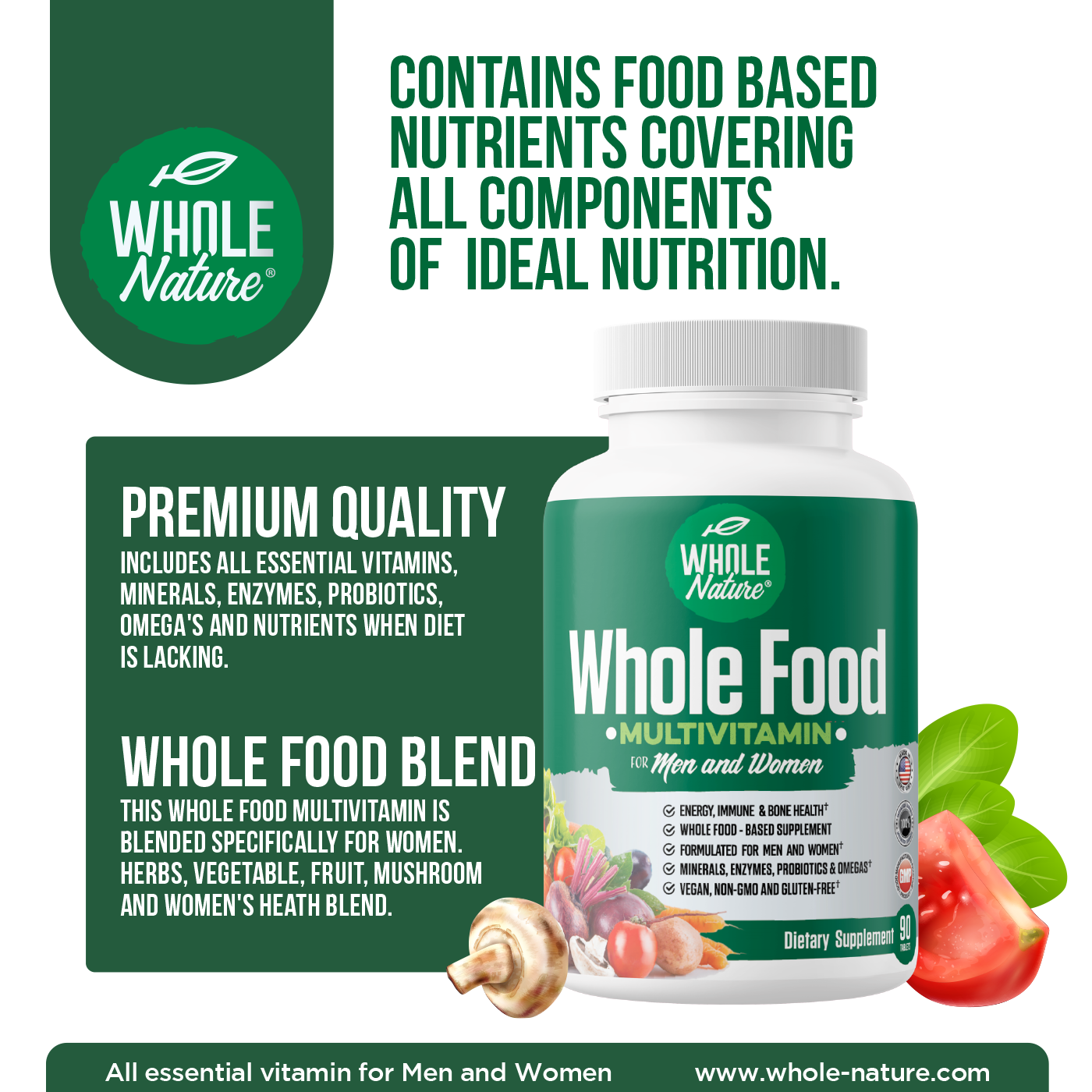 Whole Nature Whole Food Multivitamin for Men & Women-2Pack - Image 5