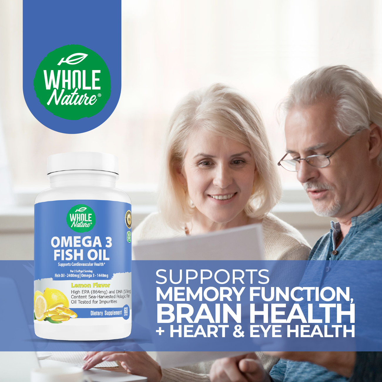 Whole Nature Omega 3 Fish Oil 2400mg (2PK) - Image 2