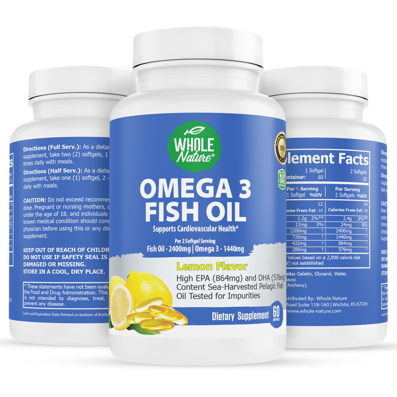 Whole Nature Omega 3 Fish Oil 2400mg - Image 2