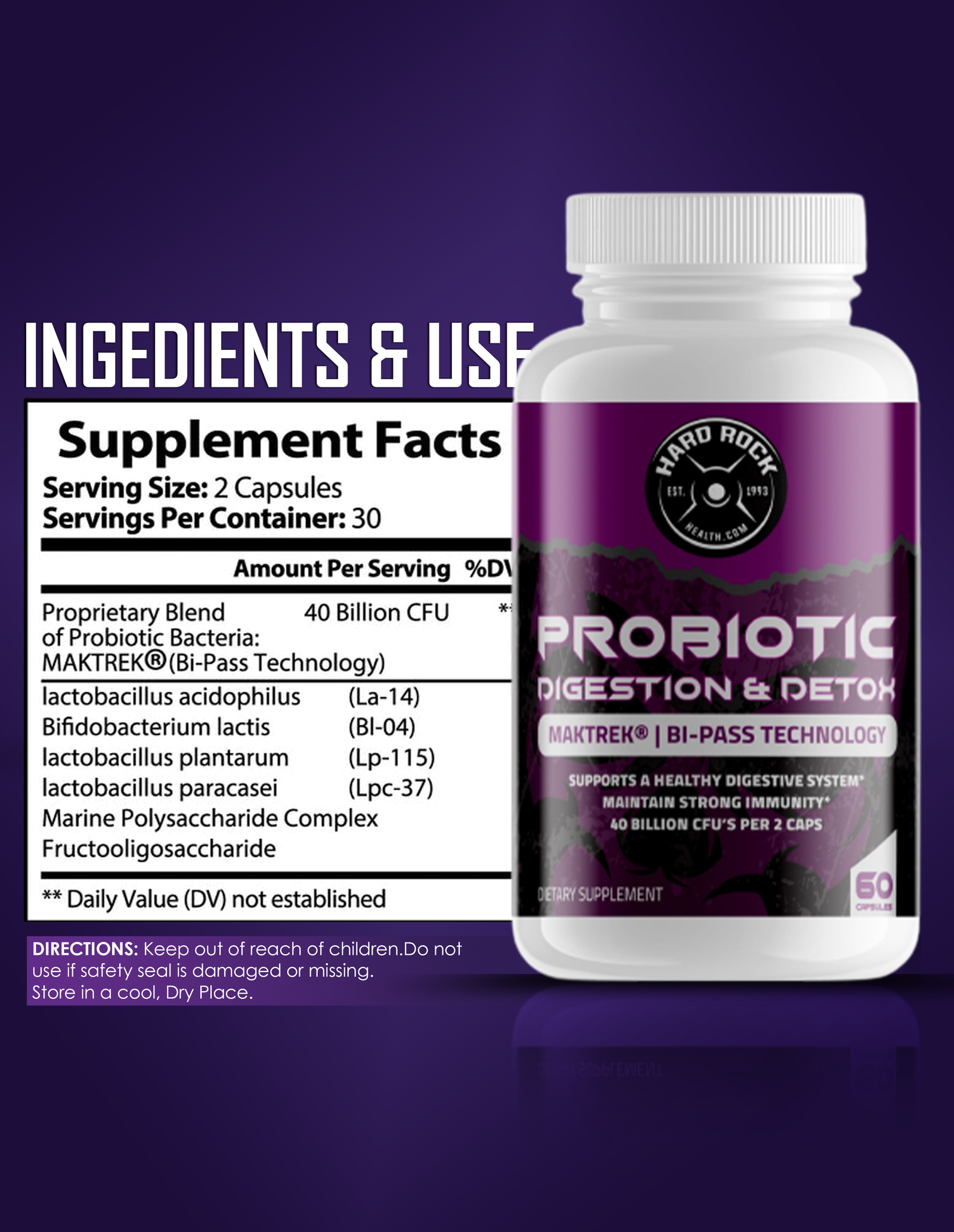 Probiotics: Digestion and Detox (40 Billion CFU) 60 Capsules - Image 2