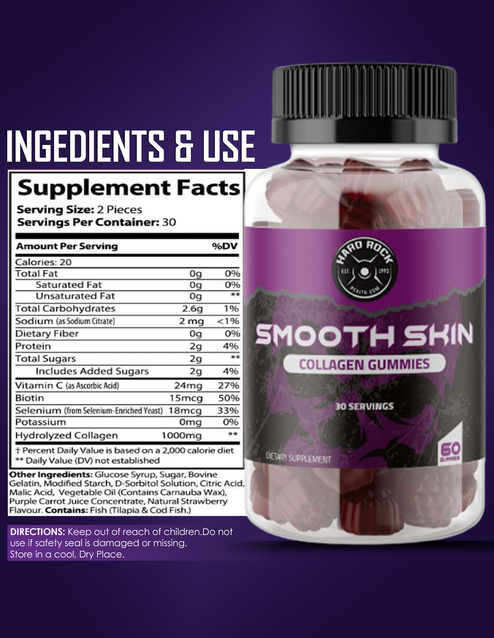 Smooth Skin Collagen Gummies With Vitamin C- 60 Gummies - Image 2