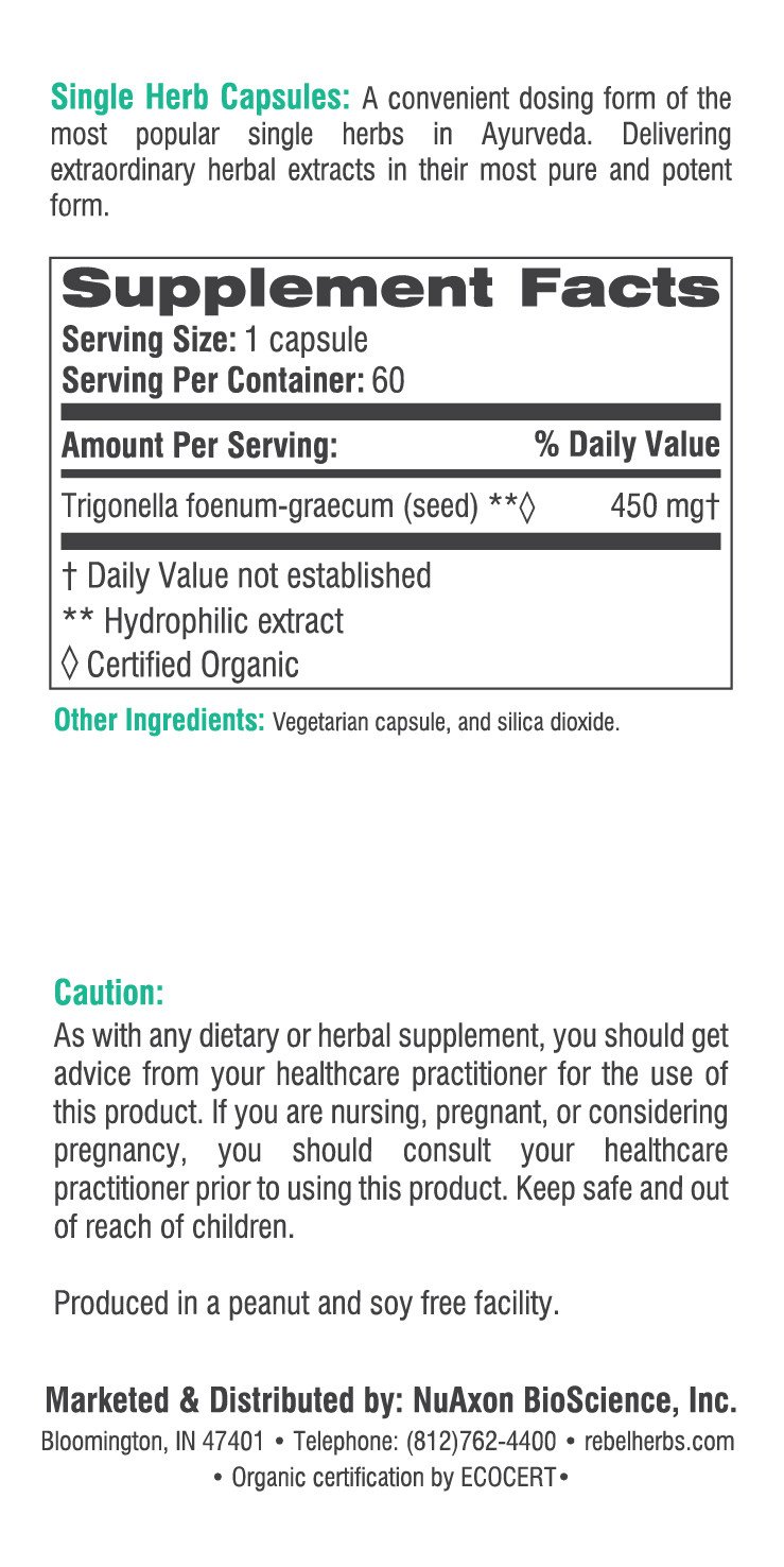 Rebel Herbs Organic Fenugreek Vegetarian Capsules - 60 Count - Image 2