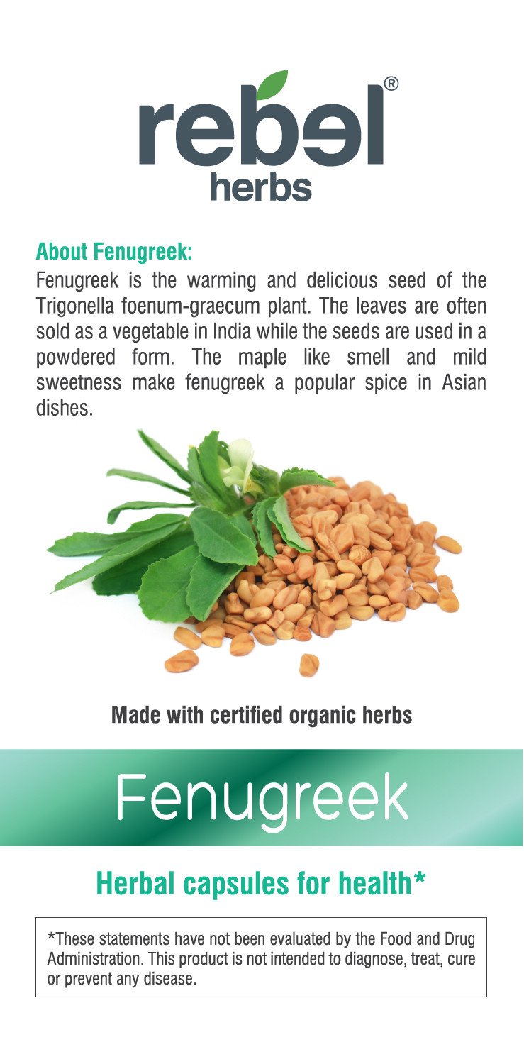 Rebel Herbs Organic Fenugreek Vegetarian Capsules - 60 Count - Image 3