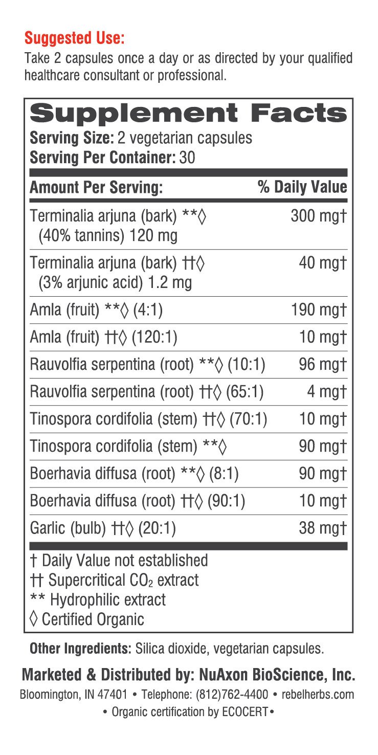 Rebel Herbs Organic Heartade Vegetarian Caps - 60 Count - Image 2