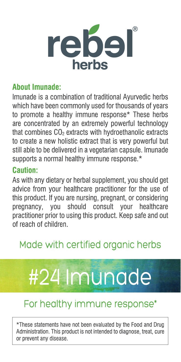 Rebel Herbs Organic Imunade Vegetarian Capsules - 60 Count - Image 3